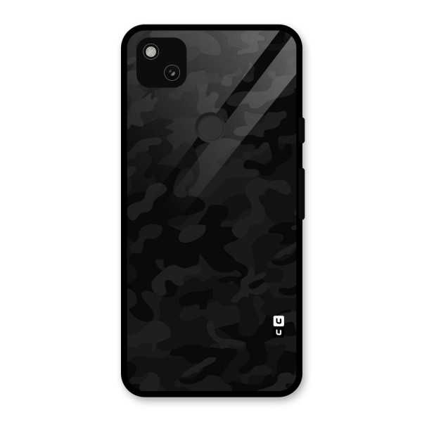 Black Camouflage Glass Back Case for Google Pixel 4a