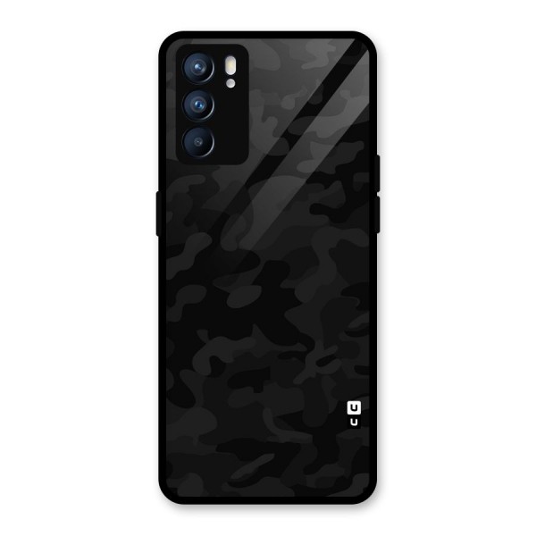 Black Camouflage Glass Back Case for Oppo Reno6 5G