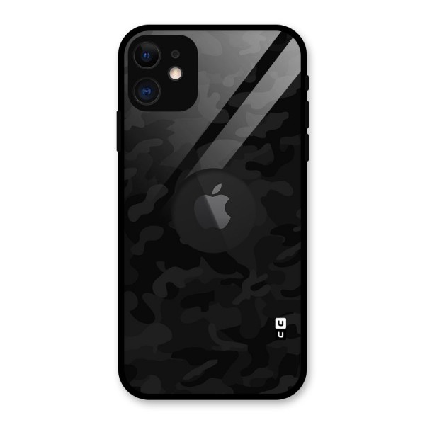 Black Camouflage Glass Back Case for iPhone 11 Logo Cut