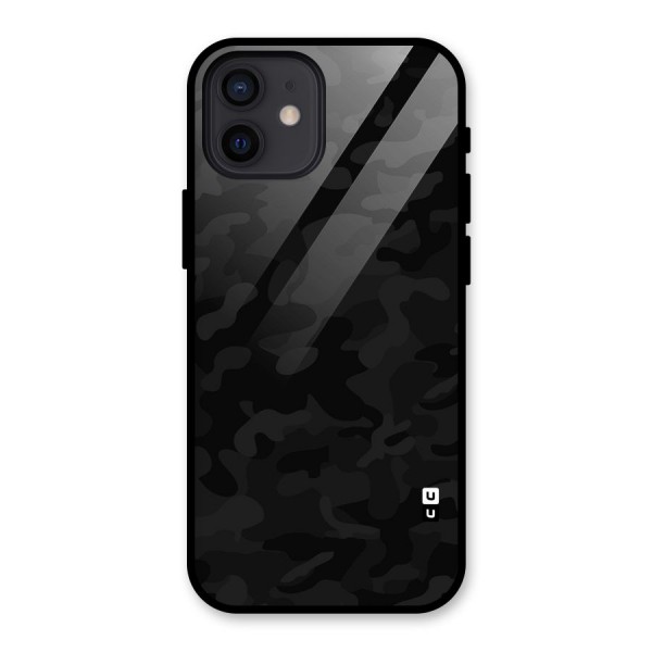 Black Camouflage Glass Back Case for iPhone 12