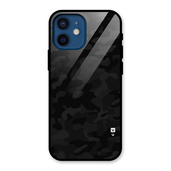 Black Camouflage Glass Back Case for iPhone 12 Mini
