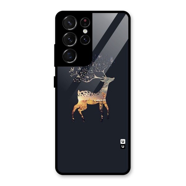 Black Deer Glass Back Case for Galaxy S21 Ultra 5G