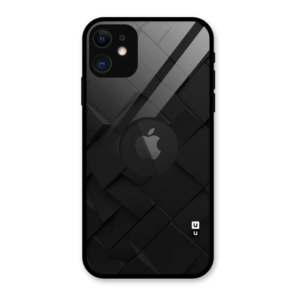 Black Elegant Design Glass Back Case for iPhone 11 Logo Cut