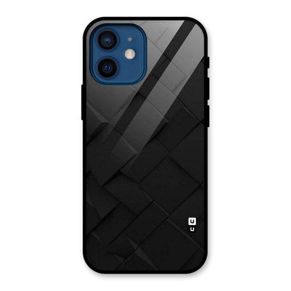 Black Elegant Design Glass Back Case for iPhone 12 Mini