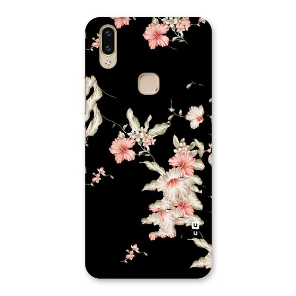 Black Floral Back Case for Vivo V9 Youth