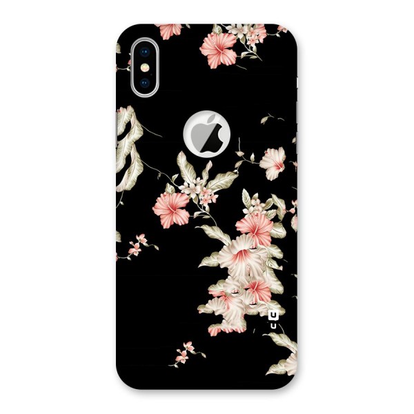 Black Floral Back Case for iPhone X Logo Cut