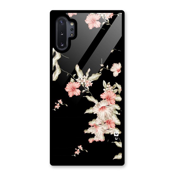 Black Floral Glass Back Case for Galaxy Note 10 Plus