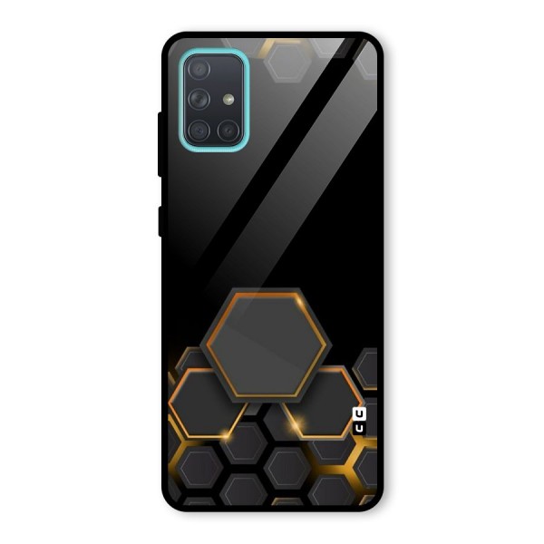 Black Gold Hexa Glass Back Case for Galaxy A71