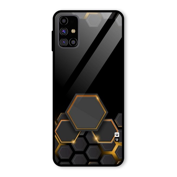 Black Gold Hexa Glass Back Case for Galaxy M31s