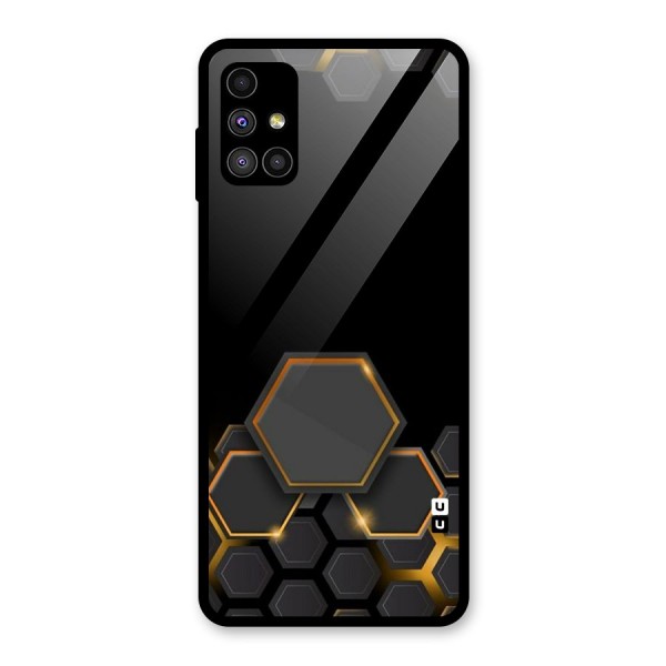 Black Gold Hexa Glass Back Case for Galaxy M51