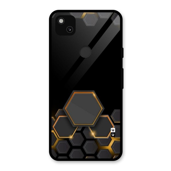 Black Gold Hexa Glass Back Case for Google Pixel 4a