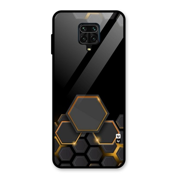 Black Gold Hexa Glass Back Case for Redmi Note 9 Pro