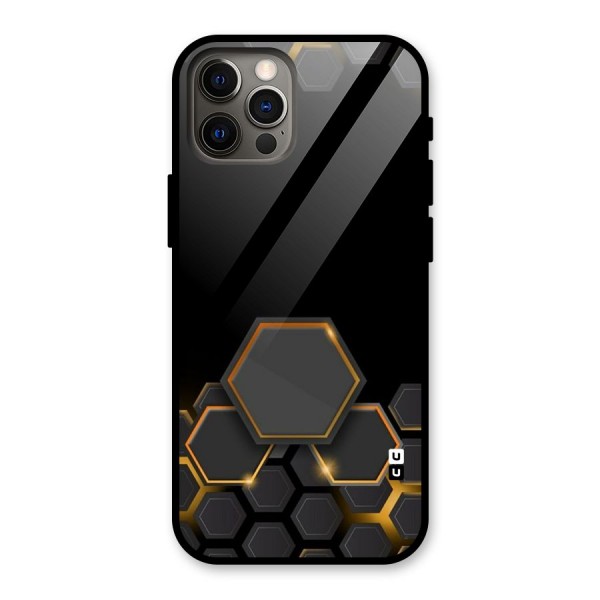 Black Gold Hexa Glass Back Case for iPhone 12 Pro