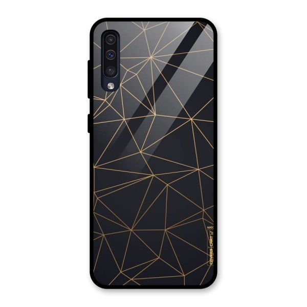 Black Golden Lines Glass Back Case for Galaxy A50