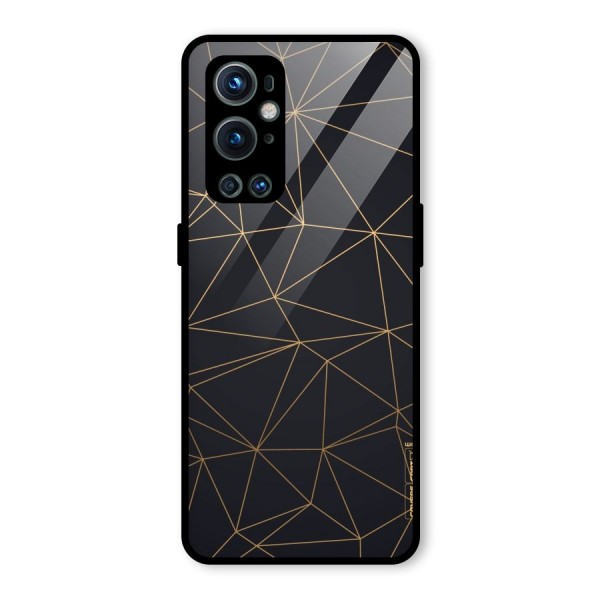 Black Golden Lines Glass Back Case for OnePlus 9 Pro