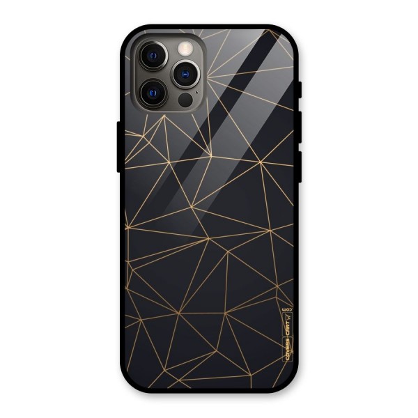 Black Golden Lines Glass Back Case for iPhone 12 Pro