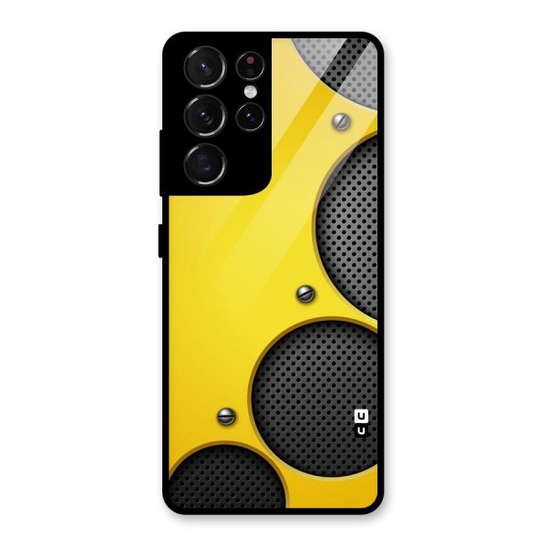 Black Net Yellow Glass Back Case for Galaxy S21 Ultra 5G
