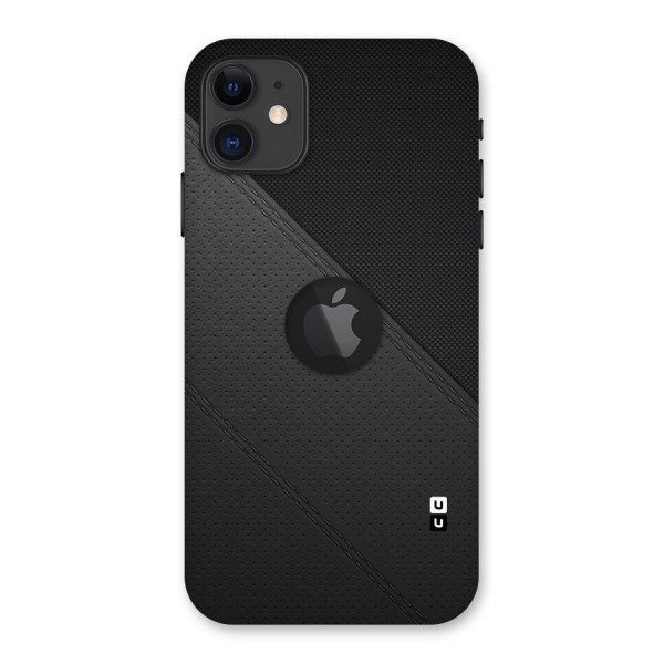 Black Polka Stripe Back Case for iPhone 11 Logo Cut