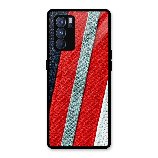 Black Red Grey Stripes Glass Back Case for Oppo Reno6 Pro 5G