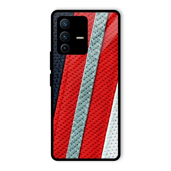 Black Red Grey Stripes Glass Back Case for Vivo V23 Pro