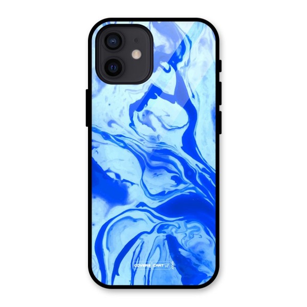 Blaze Blue Marble Texture Glass Back Case for iPhone 12