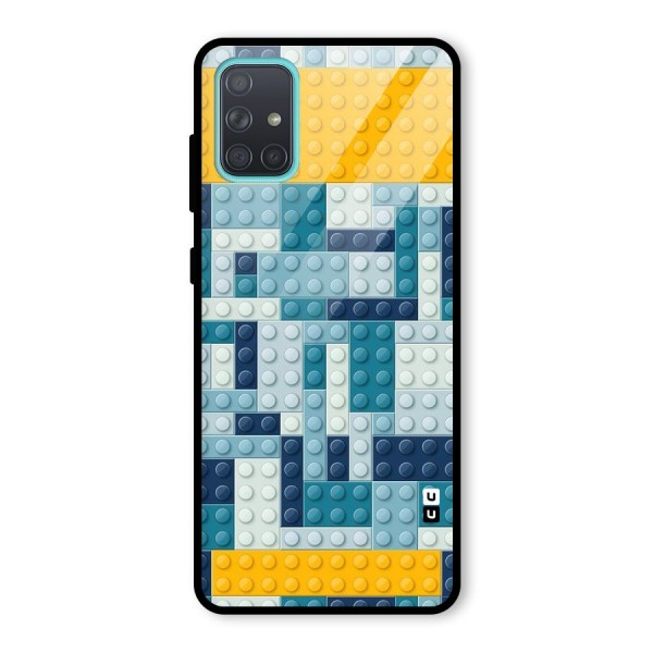 Blocks Blues Glass Back Case for Galaxy A71
