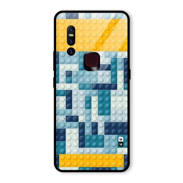 Blocks Blues Glass Back Case for Vivo V15