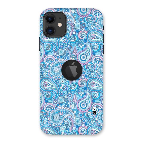 Blue Block Pattern Back Case for iPhone 11 Logo Cut
