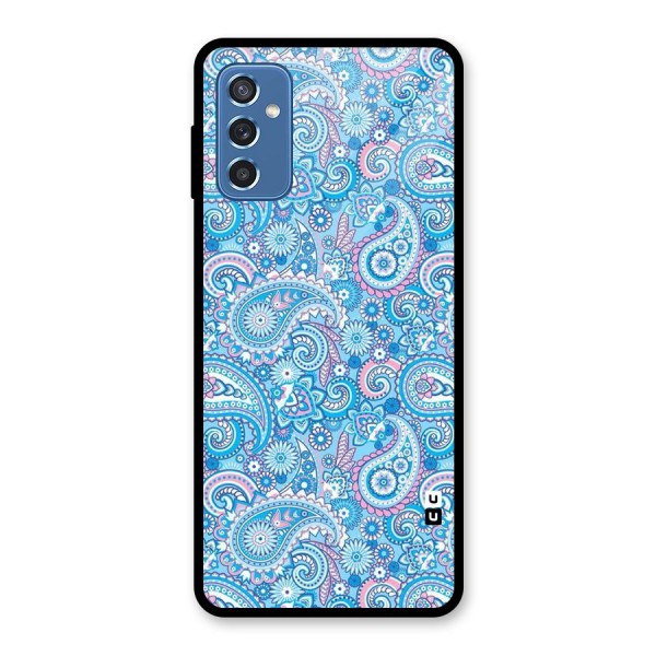 Blue Block Pattern Glass Back Case for Galaxy M52 5G