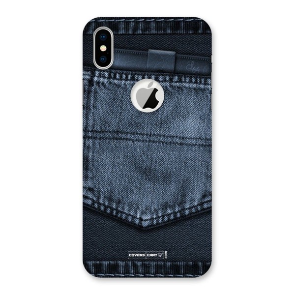 Blue Denim Back Case for iPhone XS Logo Cut