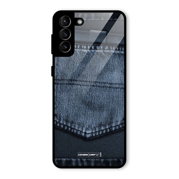 Blue Denim Glass Back Case for Galaxy S21 Plus