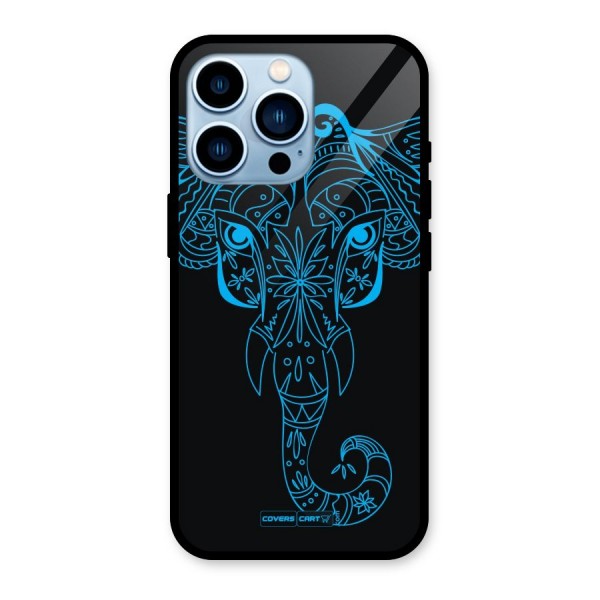 Blue Elephant Ethnic Glass Back Case for iPhone 13 Pro