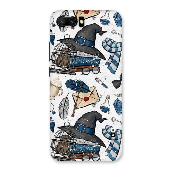 Blue Feather Hat Design Back Case for Honor 10