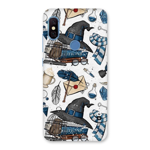 Blue Feather Hat Design Back Case for Redmi Note 6 Pro