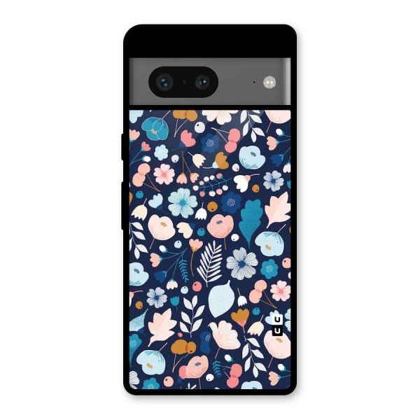 Blue Floral Glass Back Case for Google Pixel 7