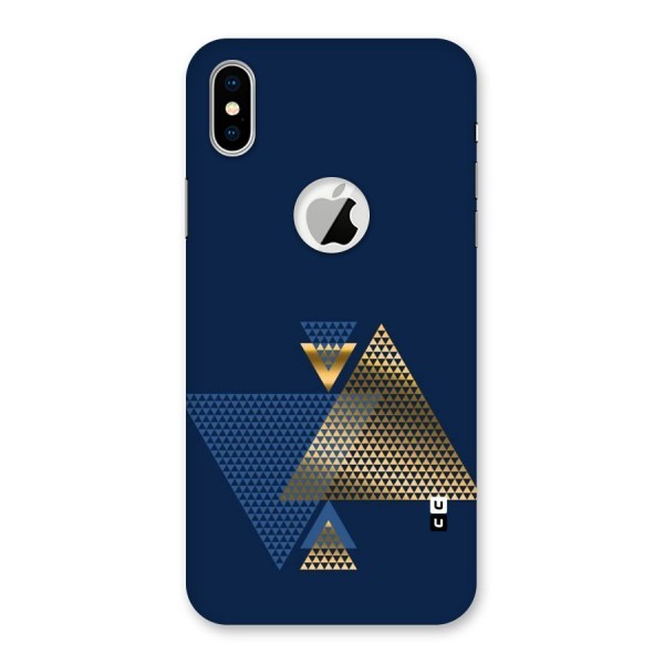 Blue Gold Triangles Back Case for iPhone XS Logo Cut