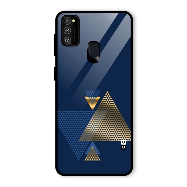 Blue Gold Triangles Glass Back Case for Galaxy M21