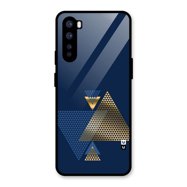 Blue Gold Triangles Glass Back Case for OnePlus Nord