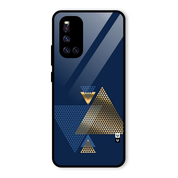 Blue Gold Triangles Glass Back Case for Vivo V19