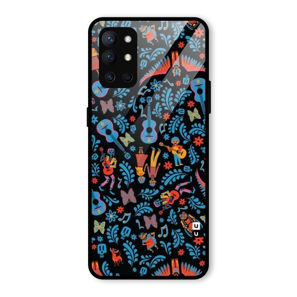 Blue Guitar Pattern Glass Back Case for OnePlus 9R