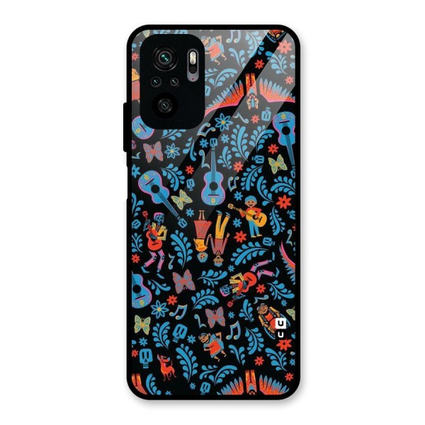 Blue Guitar Pattern Glass Back Case for Redmi Note 10S