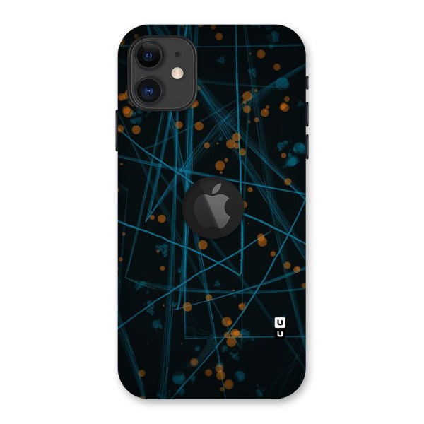 Blue Lines Gold Dots Back Case for iPhone 11 Logo Cut