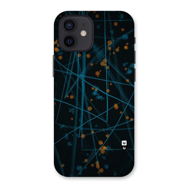 Blue Lines Gold Dots Back Case for iPhone 12