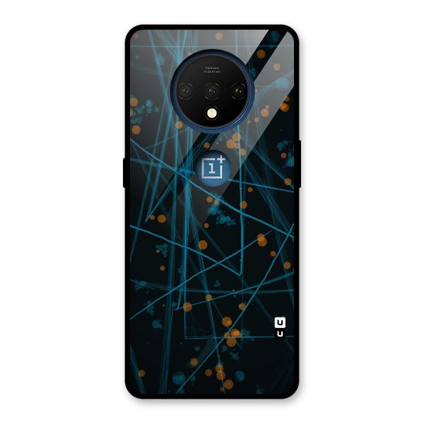 Blue Lines Gold Dots Glass Back Case for OnePlus 7T