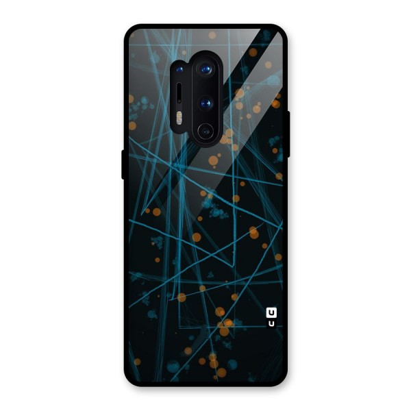 Blue Lines Gold Dots Glass Back Case for OnePlus 8 Pro