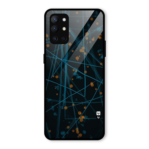 Blue Lines Gold Dots Glass Back Case for OnePlus 9R