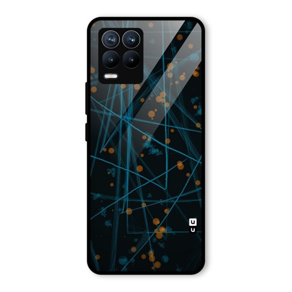Blue Lines Gold Dots Glass Back Case for Realme 8