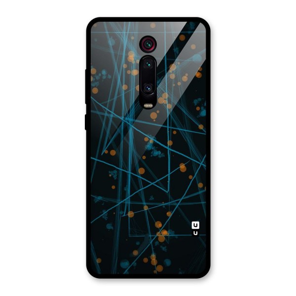 Blue Lines Gold Dots Glass Back Case for Redmi K20 Pro