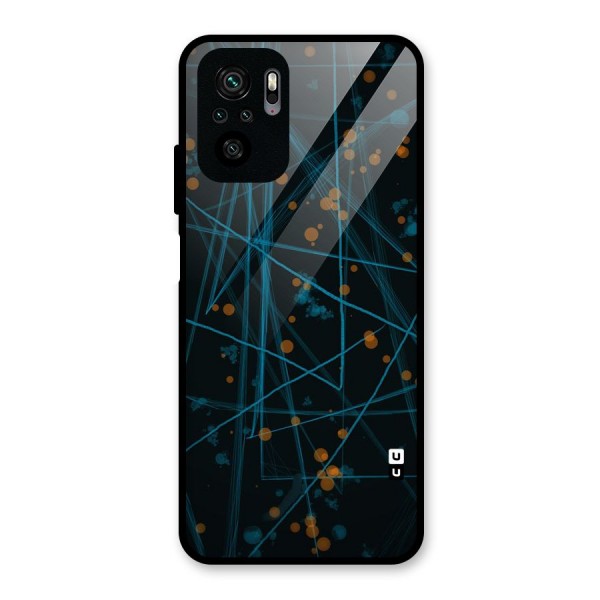 Blue Lines Gold Dots Glass Back Case for Redmi Note 10S