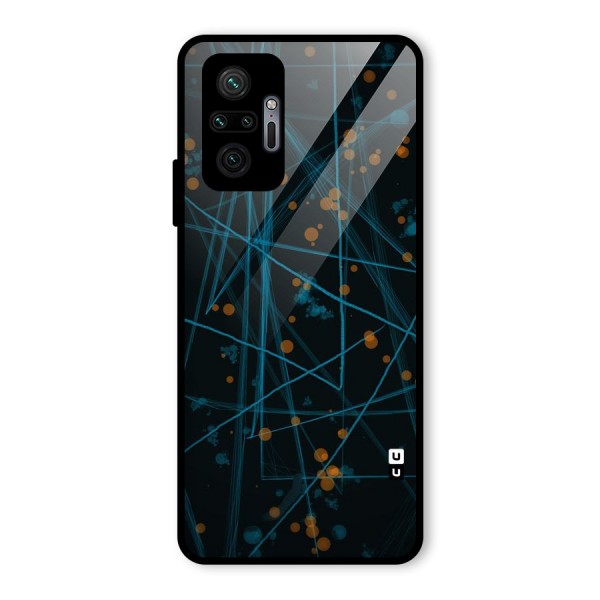 Blue Lines Gold Dots Glass Back Case for Redmi Note 10 Pro